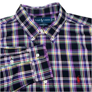 Polo Ralph Lauren Classic Fit Button‎ Down Multi Color Plaid Men's XL